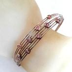 Zilveren armband met roze stenen, FBM 925 (7199-70), Ophalen, Zo goed als nieuw, Zilver, Zilver