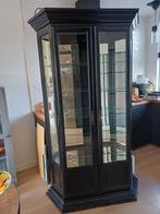 Vitrinekast hout met glasplaten en spiegelwand, Huis en Inrichting, Kasten | Vitrinekasten, Ophalen, Gebruikt, 100 tot 150 cm