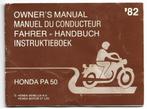Honda PA50 instruktieboek 1982 (6223z) bromfiets, Ophalen of Verzenden, Zo goed als nieuw