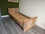1 persoonsbed-steigerhout-90/200, Huis en Inrichting, Slaapkamer | Bedden, Ophalen, 90 cm, Zo goed als nieuw, 200 cm