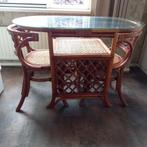 Vintage retro bistroset manou/riet/bamboe, Huis en Inrichting, Tafels | Sidetables, Ophalen, Gebruikt, 100 tot 150 cm, Vintage retro