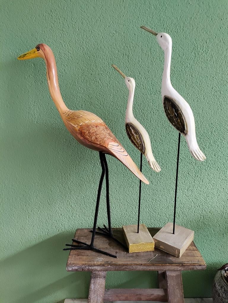 3 houten vogelbeeldjes, Verzamelen, Beelden en Beeldjes, Ophalen of Verzenden, Gebruikt, Dier