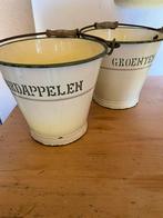 Set van 2 emmers emaille aardappelen groenten, Antiek en Kunst, Antiek | Emaille, Ophalen of Verzenden