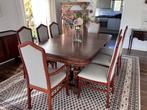Antieke Eettafel met 8 Stoelen - Uitschuifbaar Houtwerk Tops, Antiek en Kunst, Ophalen