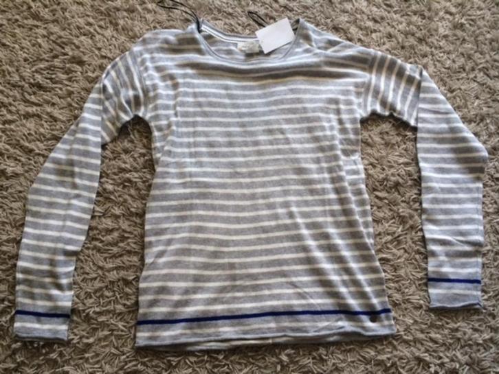 H&M fijngebreide trui pullover grijs gestreept katoenmix XS, Kleding | Dames, Truien en Vesten, Nieuw, Maat 34 (XS) of kleiner