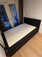 Donkergrijze boxspring met hoofdboard - Zo goed als nieuw!, Ophalen, Tweepersoons, Zo goed als nieuw, Overige maten