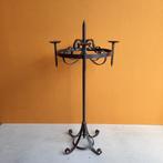Grote zware vintage smeedijzeren kandelaar kaarsen standaard, Ophalen, Gebruikt, Vintage, Kandelaar