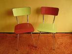 Vintage formica keukenstoelen kleurrijk setje van twee, Ophalen, Overige materialen, Gebruikt, Twee