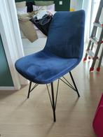 2 x Velvet Blue Chairs, Blauw, Twee, Zo goed als nieuw, Ophalen