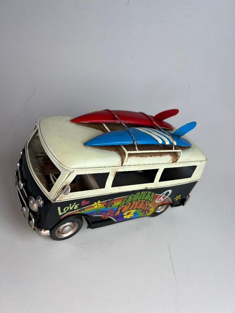 Metalen bus Hippie style Flower power Love Zwart surfplank, Ophalen of Verzenden, Nieuw