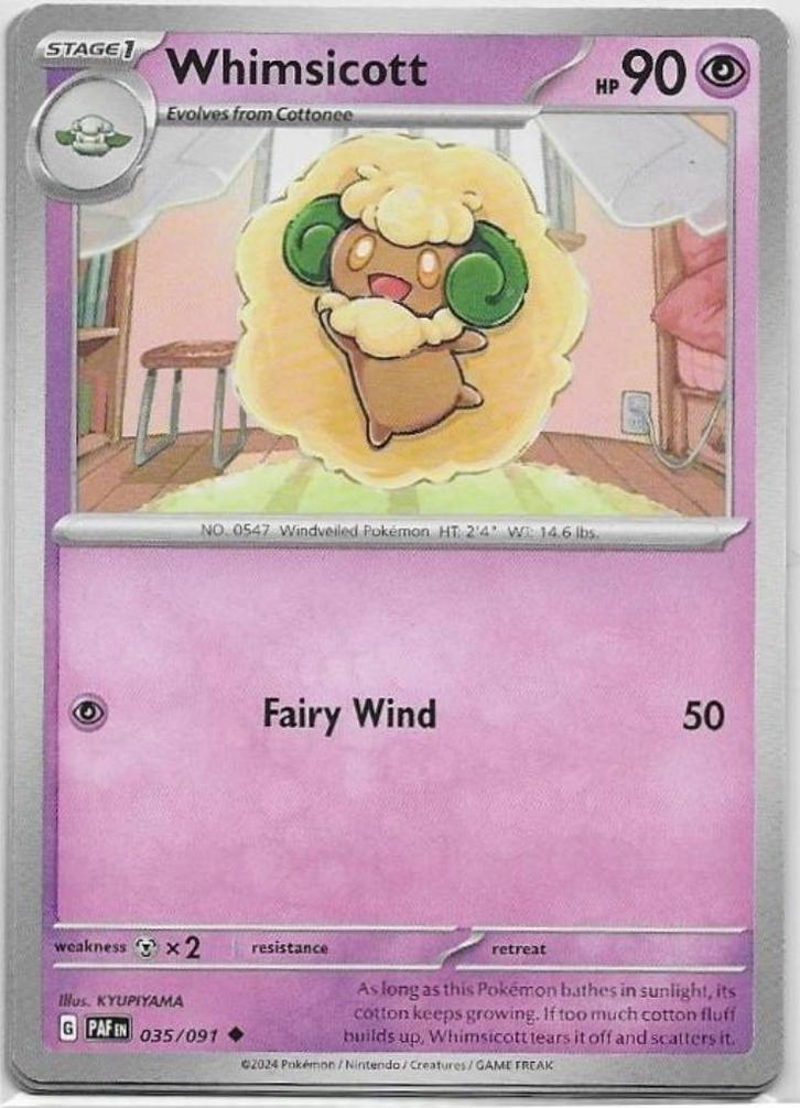 Paldean Fates,  Whimsicott [uncommon] 35/91, Hobby en Vrije tijd, Verzamelkaartspellen | Pokémon, Nieuw, Losse kaart, Ophalen of Verzenden