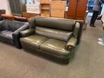 Groene leren tweezitsbank, Huis en Inrichting, Ophalen, Gebruikt, Minder dan 75 cm, 150 tot 200 cm