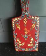 Vintage houten snijplank met vogel en bloemmotieven, Ophalen of Verzenden