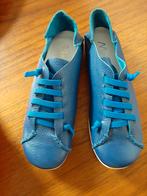 Leren zomerschoenen mt.38 korenblauw met rekbare veters, Ophalen of Verzenden, Zo goed als nieuw, Instappers