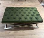 Salontafel velvet groen met glasplaat 130x80 cm, Ophalen, 100 tot 150 cm, 50 tot 100 cm, Minder dan 50 cm