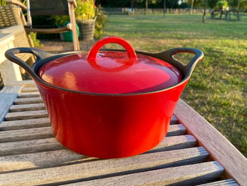 Zware rode gietijzeren pan braadpan Hackman Finland, Huis en Inrichting, Keuken | Potten en Pannen, Koekenpan of Braadpan, Gietijzer