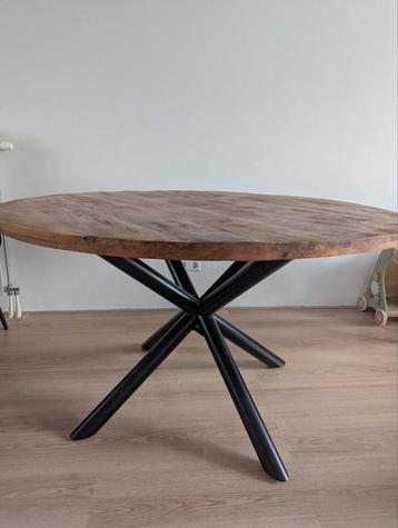 Ronde eettafel mango hout met metalen kruispoot zgan beschikbaar voor biedingen