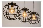 Zwarte hanglamp met 3 bollen, Huis en Inrichting, Lampen | Hanglampen, Ophalen, Zo goed als nieuw, Metaal