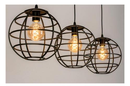 Zwarte hanglamp met 3 bollen, Huis en Inrichting, Lampen | Hanglampen, Zo goed als nieuw, Metaal, Ophalen