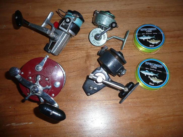 19 x werphengel molen Fishing Reel (paar vintage):, Watersport en Boten, Hengelsport | Algemeen, Zo goed als nieuw, Molen, Ophalen of Verzenden