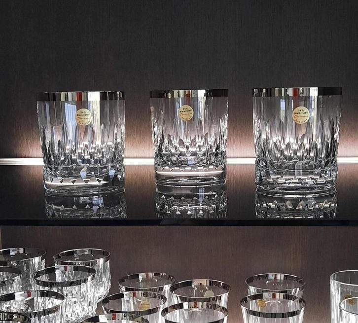 KERST VINTAGE 24% LOODKRISTAL WHISKY GLAZEN, CONRAD EXKLUSIV, Antiek en Kunst, Antiek | Glas en Kristal, Ophalen of Verzenden