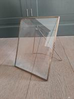 Staand glazen lijstje met dun metalen randje, Ophalen of Verzenden, Gebruikt