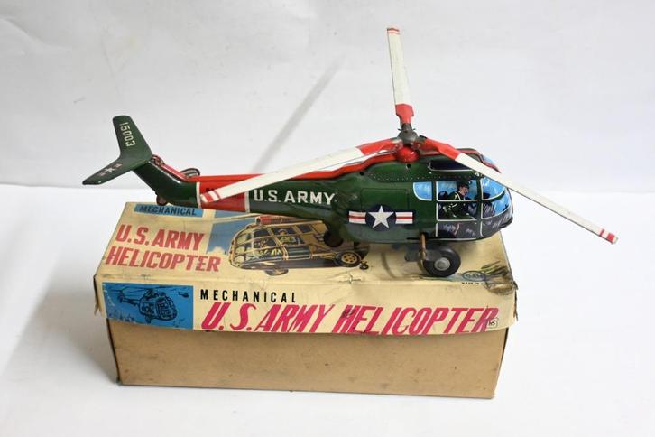 SAN marusan us army helicopter blikken speelgoed japan, Antiek en Kunst, Antiek | Speelgoed, Ophalen of Verzenden