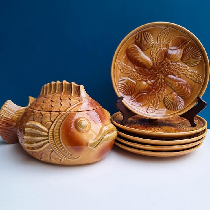 Sarreguemines Franjrijk vis servies, vanaf prijs, Antiek en Kunst, Antiek | Keramiek en Aardewerk, Ophalen of Verzenden