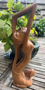 Art deco houtsnijwerk mediterende vrouw uit Bali., Antiek en Kunst, Ophalen of Verzenden