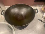 Grote gietijzeren wok met deksel, Ophalen, Zo goed als nieuw, Gietijzer, Wok