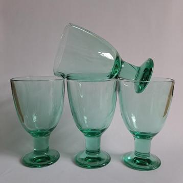 4 Groene vintage wijnglazen Iittala Verna beschikbaar voor biedingen