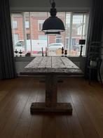 Eiken wagonplanken eettafel, Ophalen, Gebruikt, Eikenhout, 50 tot 100 cm