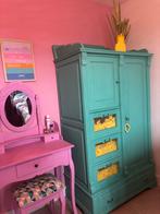 Roze Make-Up Tafel + Krukje - Kinderkamer, Ophalen, Gebruikt, 50 tot 100 cm, Minder dan 100 cm