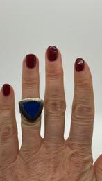Z497 Prachtige zilveren ring blauw vilt maat 16,25, Ophalen of Verzenden, Kleiner dan 17, X, Dame
