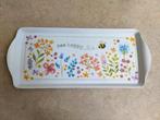 Smal dienblad/cake plateau Bee happy, Ophalen of Verzenden, Zo goed als nieuw, Kunststof