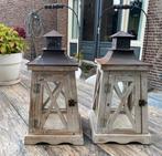 Vintage Houten Lantaarns - Rustieke Set, Ophalen, Gebruikt, Wit, Hout