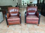 Twee zeer mooie lederen fauteuils., Huis en Inrichting, Fauteuils, Ophalen of Verzenden, Gebruikt