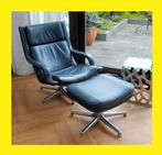 Artifort F140 fauteuil blauw leer in perfecte staat, Huis en Inrichting, Fauteuils, Ophalen, Mid century modern, 75 tot 100 cm