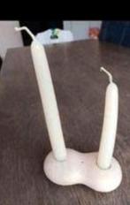 Kaarsenstandaard van steen creme voor 2 kaarsen excl kaarsen, Ophalen of Verzenden, Nieuw, Overige materialen, Minder dan 25 cm