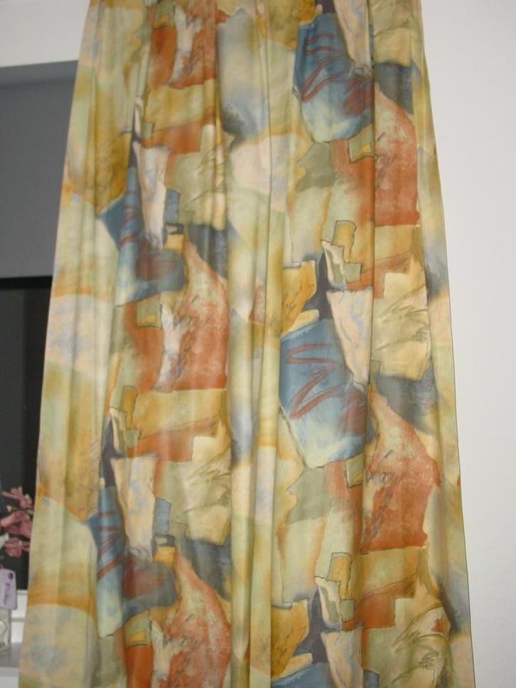 2x gordijn (showbanen) en 2 geplooide vallen, Huis en Inrichting, Stoffering | Gordijnen en Lamellen, Gebruikt, Ophalen of Verzenden