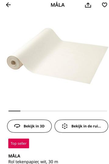 Rol tekenpapier wit 30m