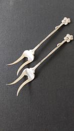 Zilveren Belegvorkjes met Viooltjes - Zwaardje Gekeurd, Antiek en Kunst, Antiek | Bestek, Ophalen of Verzenden