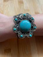 Turquoise, bloem , armband, Sieraden, Tassen en Uiterlijk, Armbanden, Staal, Gebruikt, Ophalen of Verzenden, Overige kleuren