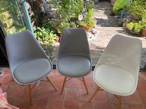 Eettafelstoel, bureaustoel, grijs, wit., Huis en Inrichting, Stoelen, Gebruikt, Drie, Hout, Kunststof, Grijs, Ophalen