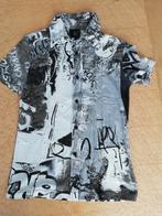 Just Cavalli button-down top/shirt with graffiti print,  36, Wit, Ophalen of Verzenden, Zo goed als nieuw, Korte mouw