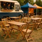 Partij retro vintage houten horeca klapstoelen STOKKUM.  736, Ophalen of Verzenden, Gebruikt, Bruin, Vijf, Zes of meer stoelen