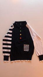 Superzachte dunne trui zwart wit en gekleurde knopen L, Ophalen of Verzenden, Zo goed als nieuw, Zwart