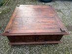 Houten salan tafel hout antiek koloniaal, Huis en Inrichting, Tafels | Salontafels, Ophalen, Gebruikt, Koloniaal, Vierkant