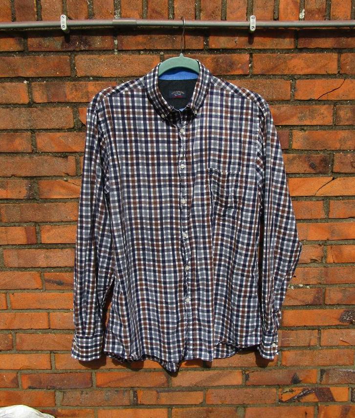 Geblokt Paul & Shark overhemd maat L., Kleding | Heren, Overhemden, Zo goed als nieuw, Halswijdte 41/42 (L), Blauw, Ophalen of Verzenden