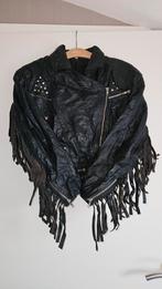Vintage 90s Leren Western Biker Jas zwart met studs, Ophalen of Verzenden, Gedragen, Maat 38/40 (M), Zwart